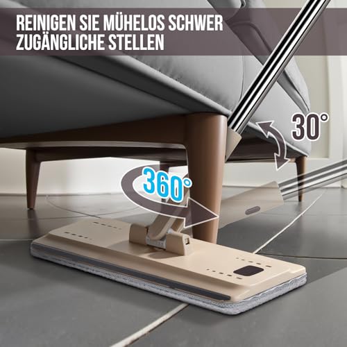 Masthome Wischmopp Set mit Eimer, Mikrofaser Bodenwischer Set mit Einstellbar Edelstahlgriff, 6 Mopp...
