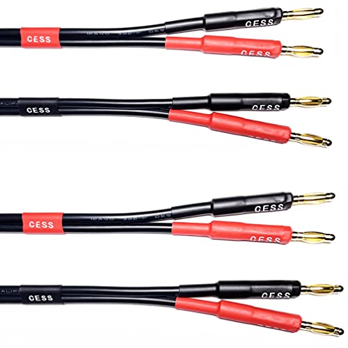 Image of CNCESS CESS-037-6f Banana Plug Male to Male Speaker Cable 12 Gauge 680 Strand Count Silicone Soft Wire, 2 Cables (6 FEET)