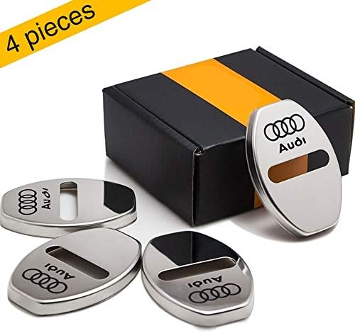 DEMILLO Stainless Steel Car Door Lock Latches Cover Protector for For AUDI A1 A4 A5 A6 A7 A8 Q3 A3 Q5 Q7 Car, 3M Adhesive Backing（ Pack of 4） (White)