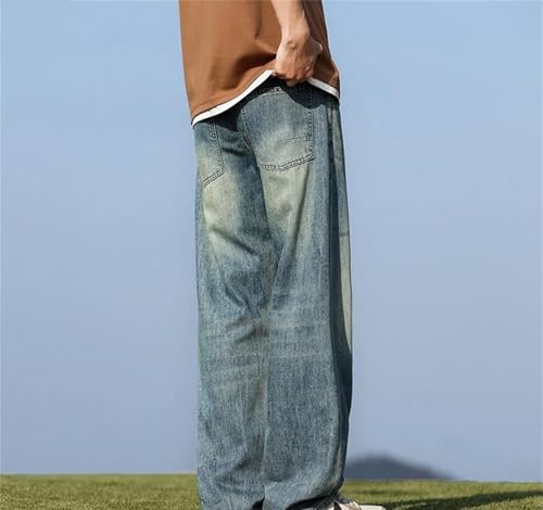 Mens Jeans Casual Loose Fit Stretch Straight Baggy Denim Trousers Comfortable Daily Fashion Pants2