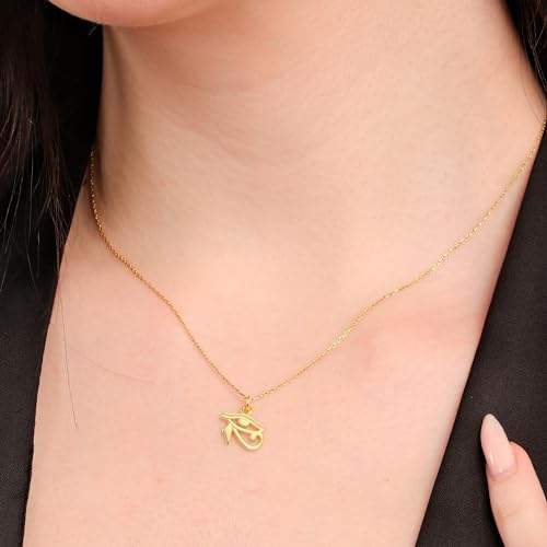 MIONZA 14K Gold Vermeil Eye of Ra Necklace, Horus Eye Pendant, Spiritual Necklace for Women, Eye of Horus Jewelry, Gift for Her2