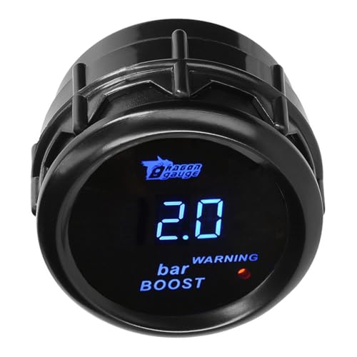 LKRXW Medidor de Presión de Turbo para Coche 52mm Indicador de Boost para Auto 12V Azul Luz Digital Medidor de Sobrealimentación para Automóvil Manómetro Turbo Turbomedidor Bar