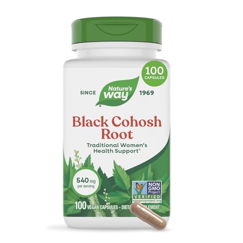 Natures Way Herbs Black Cohosh Root Capsules Traditional Womens Herbal Supplement* Cimicifuga Racemosa Root Non-GMO Project Verified Vegan Capsules 100 Count