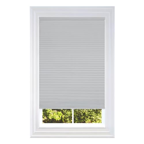 BlindsAvenue Cellular Honeycomb Cordless Shade, 9/16" Single Cell, Blackout, Gray Sheen, Size: 22.5" W x 48" H