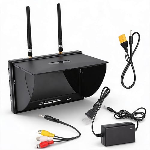 Bewinner DIY FPV Monitor - 5.8Ghz 5 Bands 40Channels 7Inch LCD Screen Receiver Monitor for FPV Drone Quadcopter,Built-in Dual Receiver Can Receive 2 Different Channels at The Same Time