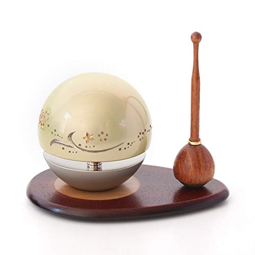 たまゆらりん1.8寸 グリーン 3点セット彫刻入り(本体+リン棒+りん台) 紫檀(台)×花梨(棒)