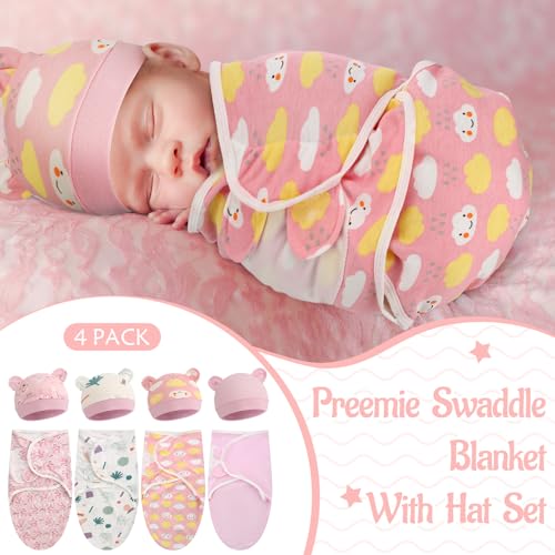 Image of Buryeah 4 Pack Preemie Swaddle Blanket Wrap Set