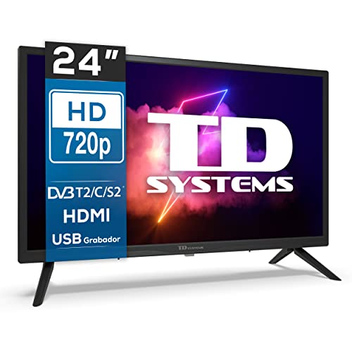 TD Systems K24DLX14H - Televisores 24 Pulgadas HD, 800 PCI Hz. HDMI, USB Grabador Reproductor, DVB-T2 C S2 Modo Hotel. Televisiones