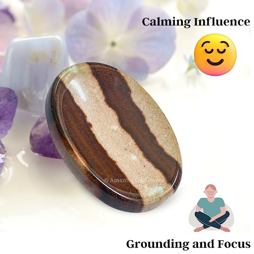 Image of Amazing Gemstone Narmada Shiva Lingam Worry Stone, Healing Crystals - Piedra Crystal Fidget for Gift, Meditation, Calming, Relaxation, Stress Relief