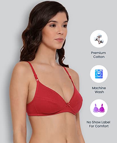 Image of Lyra Women's Non-Padded BRA-501 Plunge Bra 501 2PC Red Love & Black 40B