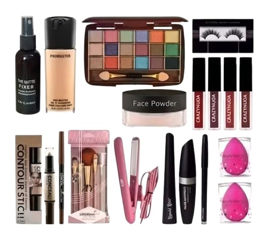 All in One Makeup Kit Combo for Women & Girls | Foundation, Face Powder, Eyeshadow Palette, Lipsticks, Mascara, Eyeliner, Concealer, Contour, Makeup Brushes & Beauty Blender Gift Set-image-44
