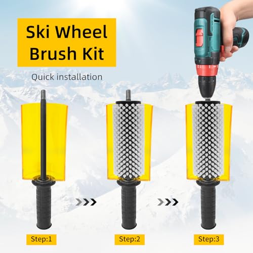 ETOUPA 150mm Ski Roto Brush Kit, Roto Brush Handle Axle, Snowboard Wax Brush Kit with 3 Brushes Nylon, Brass, Horsehair for Waxing by ETOUPA - Image 6