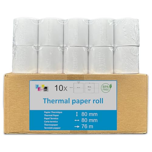 Lot De 5 Bobines Papier Thermique 80x80x12mm - Pour Imprimantes De Tickets De Caisse