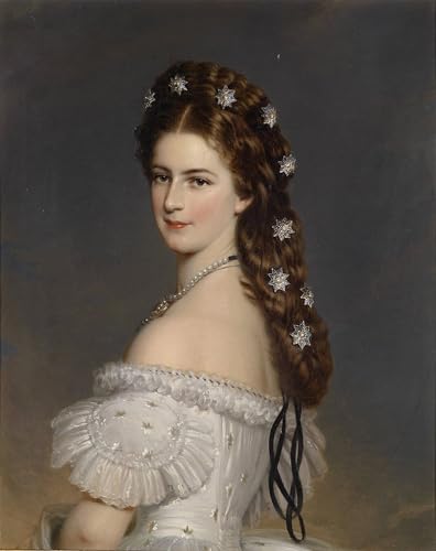 Pintura mural sobre lienzo de Elisabeth de Austria con estrellas en el pelo 60x90cm