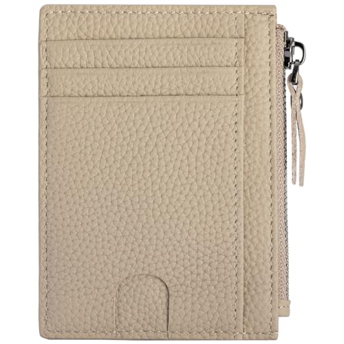 Image of Slim Wallet for Women Small Leather RFID Blocking Credit Card Holder Minimalist Front Pocket Wallet with Coin Purses & Pouches,khaki