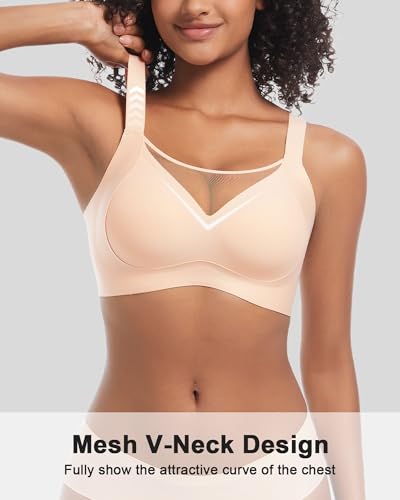 Plunge V Mesh Push up Bras for Women No Underwire Wireless Bras Full Coverage Bralette Seamless T Shirt Everyday Bra - Image 3