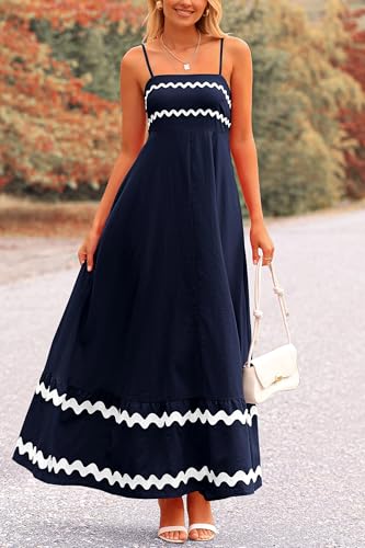 Image of PRETTYGARDEN Women's 2026 Summer Flowy Maxi Dress Casual Sleeveless Spaghetti Strap Ruffle Beach Long Dresses
