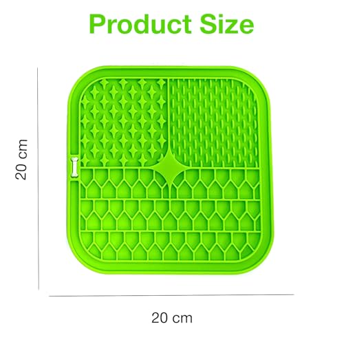 Image of Licking Mat for Dogs and Cats | Premium Lick Mat Suction Cups | Anxiety and Boredom Relief | Slow Feeding Mat Puzzle Toy | Food Grade Silicone Distraction Toy (Green)