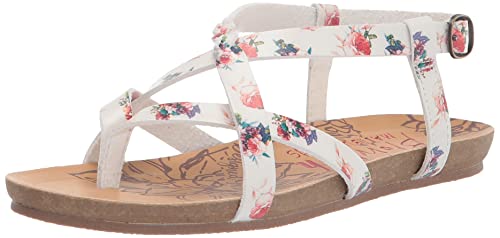 Blowfish Malibu Girls Ankle Strap Sandal Flat, White Starbella, 13 Little Kid