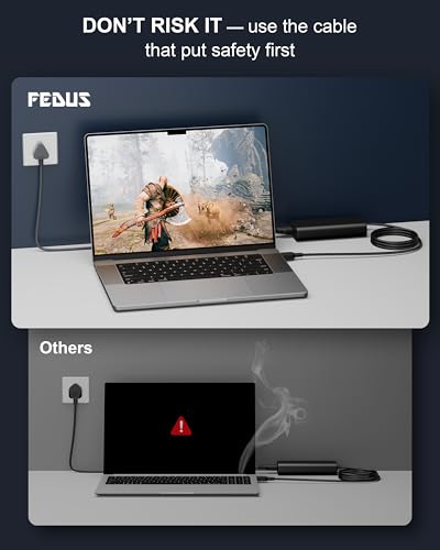 Image of FEDUS 1 Meter Long TPR (Thermoplastic Rubber) Laptop Power Cord, 2500 Watt 3 Pin IEC C5 Charger Adapter Cable Wire AC Lead for Asus /Dell /HP /Lenovo /ASUS /Acer /Samsung /Compaq & All Gaming laptops