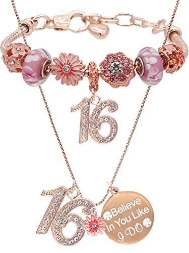 Sweet 16 Birthday Decorations, Sweet 16, Sweet Sixteen, Sweet 16 Gifts for Girls, Gifts for Sweet 16 Year Old Girl, 16th Birthday Decorations for Girls, 16th Birthday Necklace Charm Bracelet Jewelry