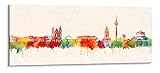 Acrylglas Wandbild Mannheim Skyline/Panorama - Acrylglas mit Alu-dibond-Aufhängesystem - Farbe (div. Größen) - Kunst Druck auf Acrylglas 50x140cm