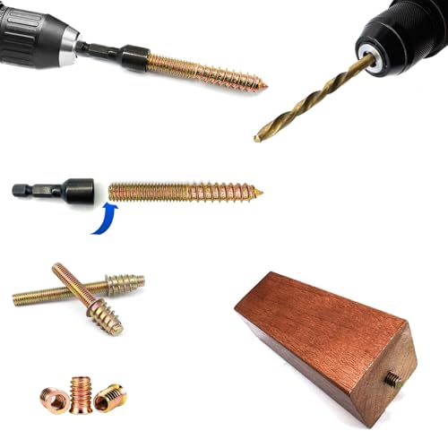 Image of 2 Pcs Hanger Bolt Driver and Drill, Alloy-Steel Driver with HSS Twist Drill for 5 /16 inch-18 Double Headed Wood Screws Fully All Threaded Rod,Threaded Insert Hexagon Head Drivers and Drills Bits