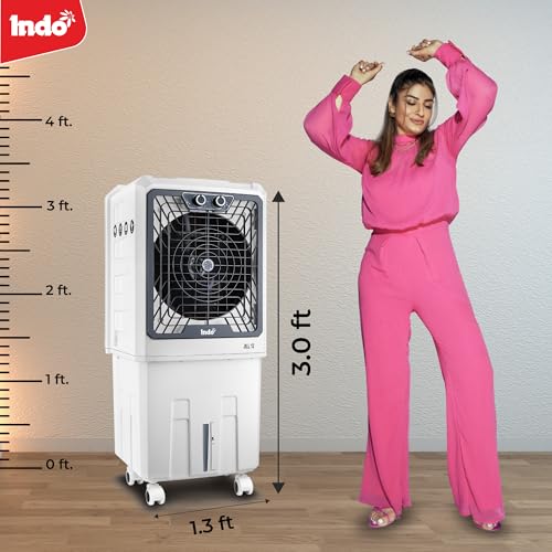 Image of Indo 48 L Air Cooler for Room, High-Speed Air Cooler 2250 RPM, Energy-Efficient 120W, Honeycomb Cooling Pads, Inverter-Compatible, Large Water Tank with Water Level Indicator | 1-Year Warranty