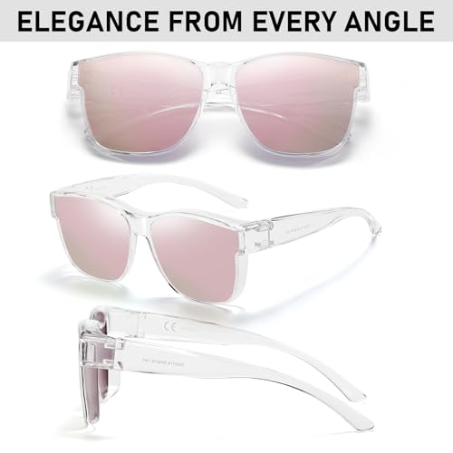 Image of GEGURI Polarized Sunglasses Fit Over Glasses for Men Women, Oversized Square Sun Glasses UV400 Protection Shades