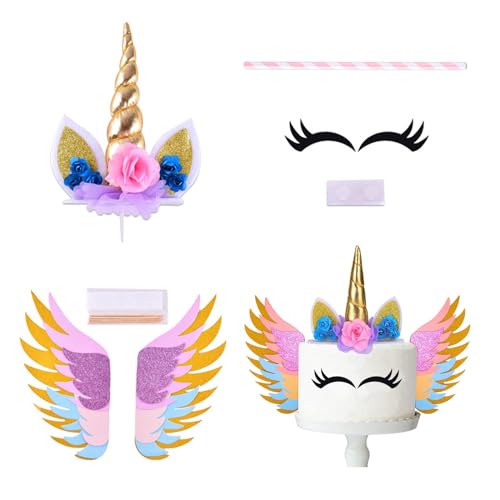 Unicorn Birthday Cake Topper Set Decoraciones para pasteles cuerno Adorno para tarta unicornio...