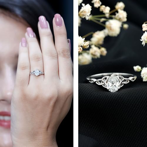 Certified 5X7mm Lab Grown Diamond Teardrop Engagement Ring, Ef-Vs Quality, Diamond Celtic Knot Ring - With Jewelry Box2