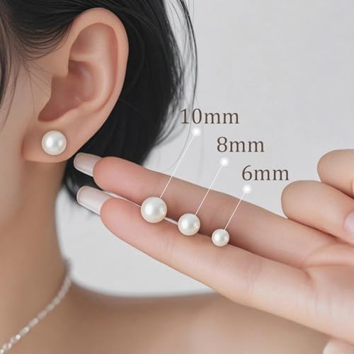 Natural Freshwater Cultured Pearl Stud Earrings, AAAA+Handpicked, Sterling Silver 18K Gold Plated Hypoallergenic Earring Studs Jewelry For Women2