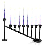 Hanukkah Menorah 9-Branch Hanukiah - Decorative Menorahs for Chanukah, Handcrafted Iron Candlestick Holder - Compatible with Small Menorahs Hannukah Candles (MD25006)