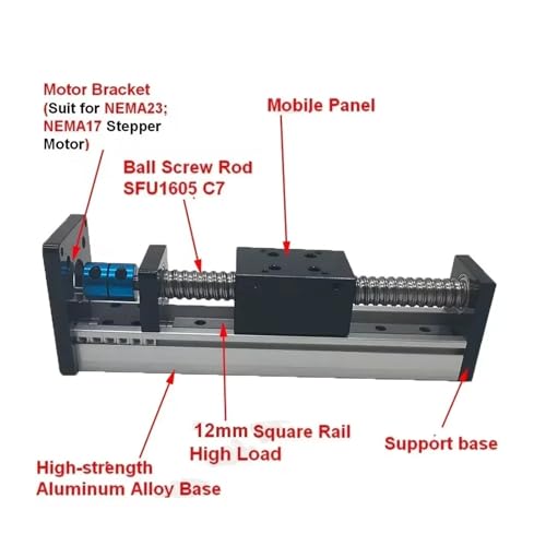 Plataforma SFU1605 de guía lineal motorizada con Nema23 y 50 kg de carga 4