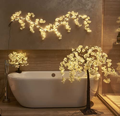 Hairui Cherry Blossom Tree with Lights 4FT 180 Fairy Lights, Artificial Lighted Tree for Spring Wedding Birthday Party Decoration Inside Outdoor