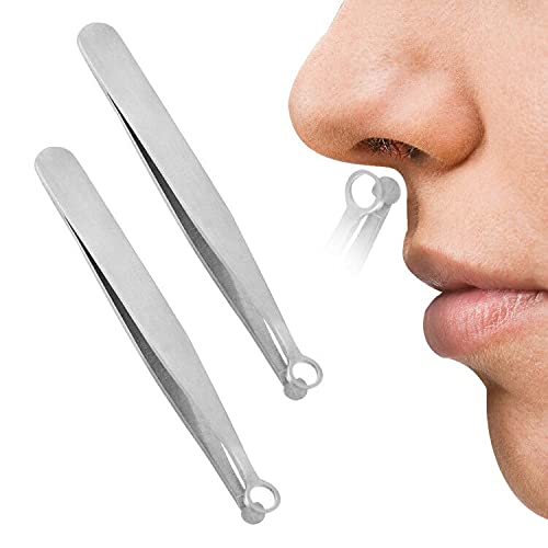 Universal Nose Hair Trimming Tweezers, Multifunctional Painless Stainless Rounded Nose Hair Trimmer for Man Women Sideburns, Brow, Body (2PCS)