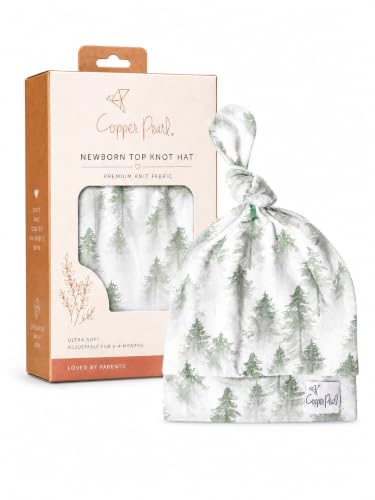 Image of Baby Beanie Hat Top Knot Stretchy Soft inchEvergreen inch by Copper Pearl