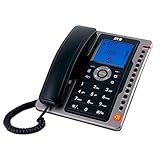 VoltShine Telefon mit LCD-Display, Anrufer-ID, 7 Funktionen, schwarzes Design, ideal für Büro und den professionellen Gebrauch.
