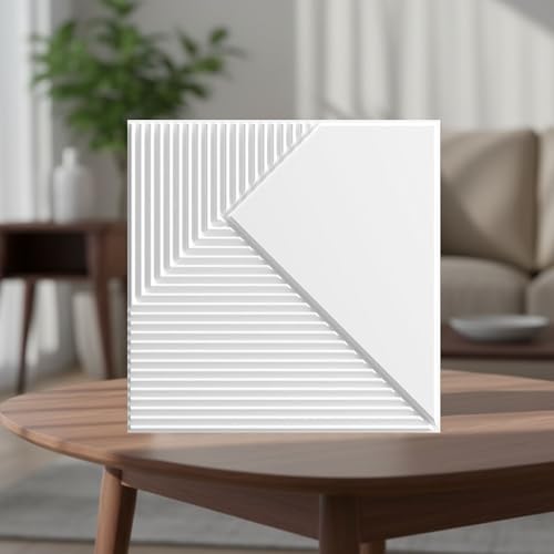 Image of Kayra Decor 3D PVC Wall Panels for Bedroom & Living Room | Fluted 1 Design | White Color | 19.7 x 19.7 Inch | Pack of 12 | 32.28 Sq Ft