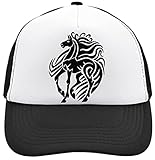 Schönes Pferd Tribal Tattoo Mesh Back Trucker Cap Verstellbare Snapback Hat Casu Schwarz, Schwarz , Einheitsgröße