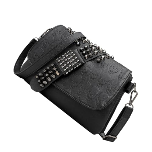 Sac bandoulière femme noir clouté chic : pochette portable multifonction