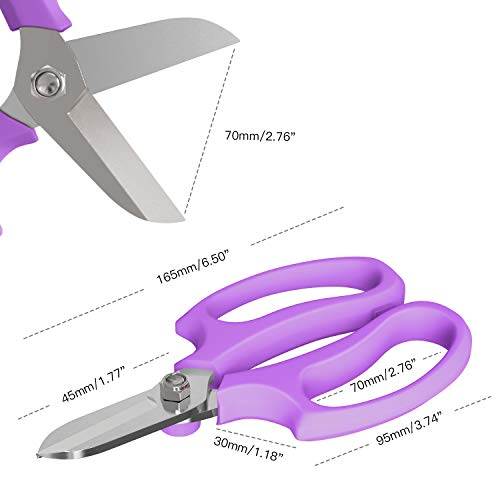 Image of Housolution Flower Scissors, Strong Floral Shears, Premium Steel Garden Pruning Shears Floral Fruits Leaf Scissors Hand Pruner Snip Trimming Tool for Gardening Flower Arrangement, Purple