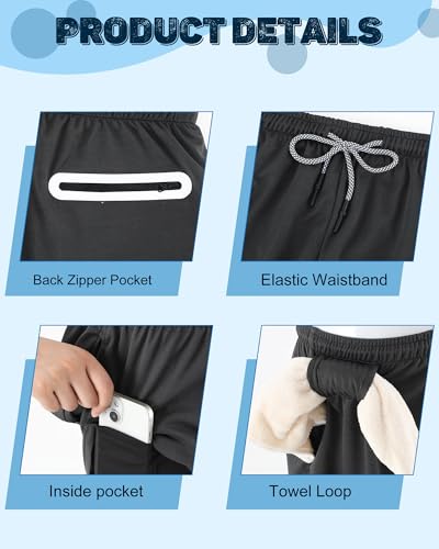 3 Pcs Men's 2 in 1 Athletic Running Pants Quick Dry Workout Compression Pants with Pockets Towel Loop3