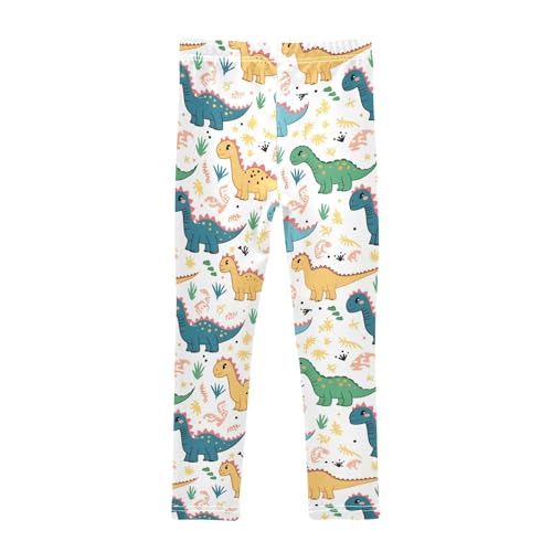 Wusikd Cute Dinosaurs Girls' Leggings Toddler Doodles Kids Yoga Pants Dance Active Tights 4T2