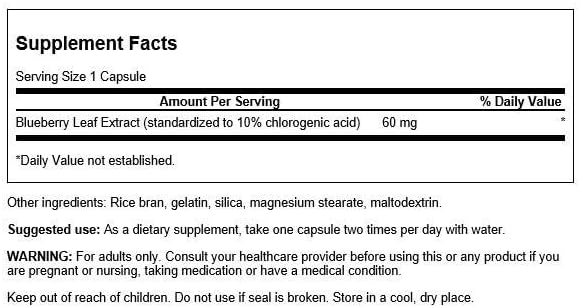 Swanson Blueberry Leaf Extract 60 Milligrams 90 Capsules - Image 2