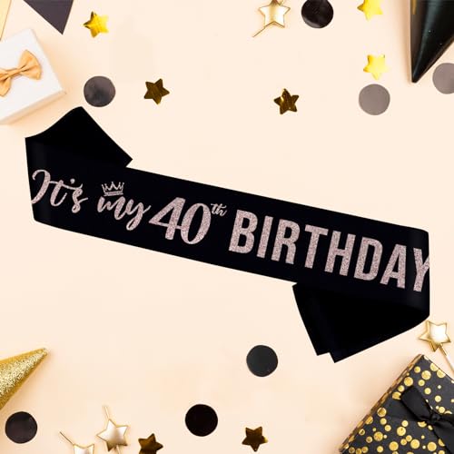 Image of It's My 40th Birthday Sash,Forty Years O;d Sash Decor,Glitter 40th Birthday Gifts for Women,Happy 40 Party Decorations