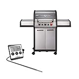 Enders Gasgrill MONROE PRO 3 SIK - Grill Set inkl. Fleischthermometer - BBQ Gasgrill 3 Brenner Edelstahl - Seitenkocher, Turbo Zone f. scharfes Anbraten, optimale Hitze, einfach reinigen - Gas Griller