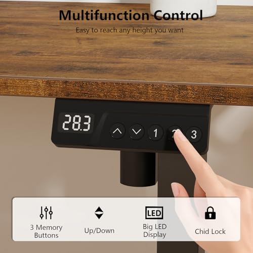 Image of 55x28 inch Electric Standing Desk, Adjustable Height Desk, Brown