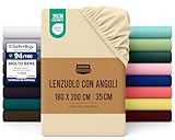 Utopia Bedding Lenzuolo con Angoli Due Piazze Matrimoniale - 180x200cm - Beige - Certifié Oeko-TEX - Microfibra di Poliestere Spazzolato -Lenzuolo sotto con Angoli Elasticizzato