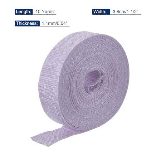 Image of MECCANIXITY Lightweight Polypropylene Webbing Strap 1.5 inch 10 Yard Backpack Strapping Band Light Purple for Outdoor Luggage Cargo Straps